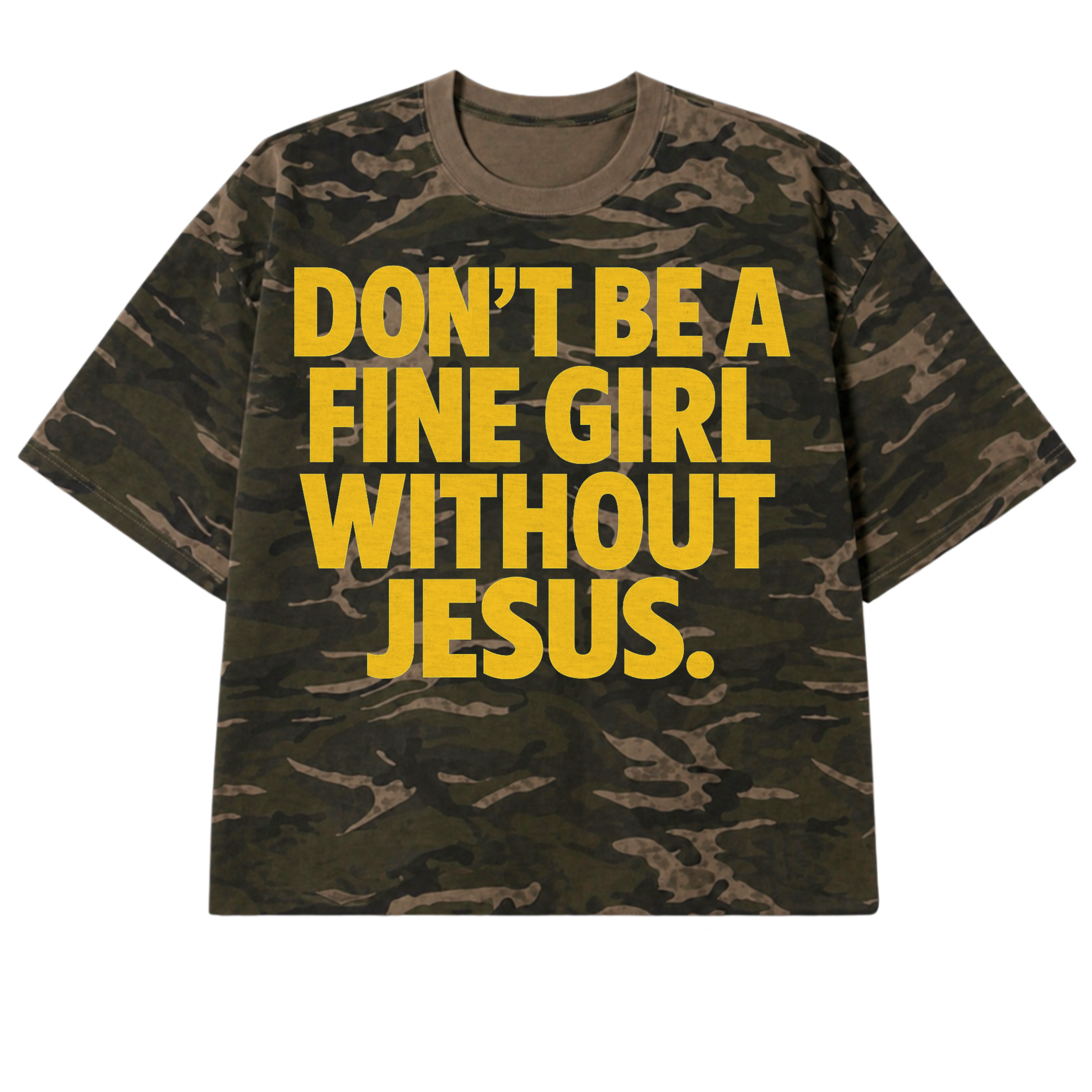 FINE GIRL WITH JESUS TEE [KHAKI CAMO] - DSC TOR