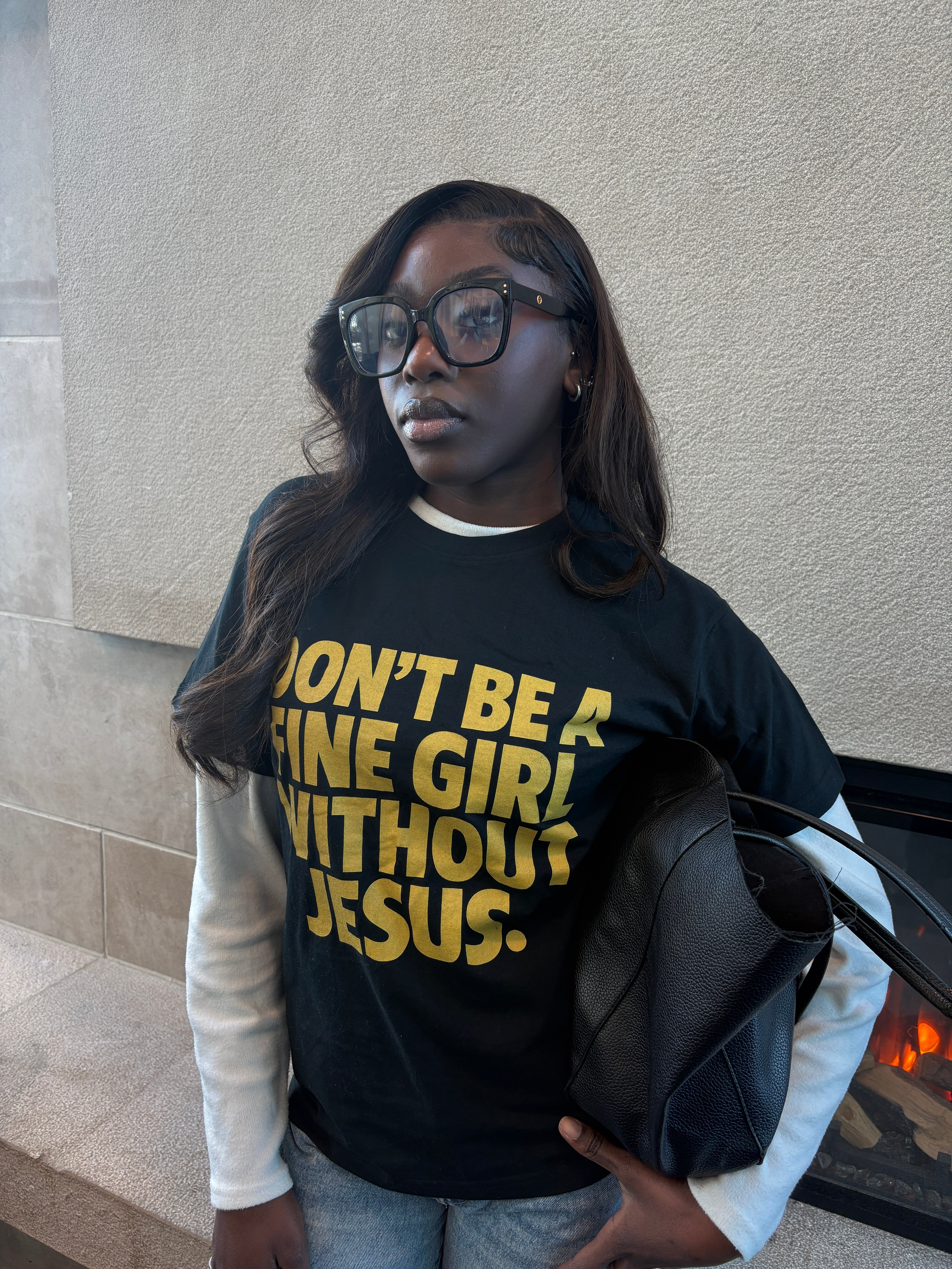 FINE GIRL WITH JESUS TEE [YELLOW]