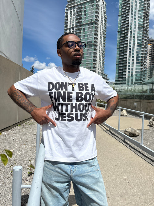 FINE BOY WITH JESUS TEE [WHITE/BLACK] - DSC TOR