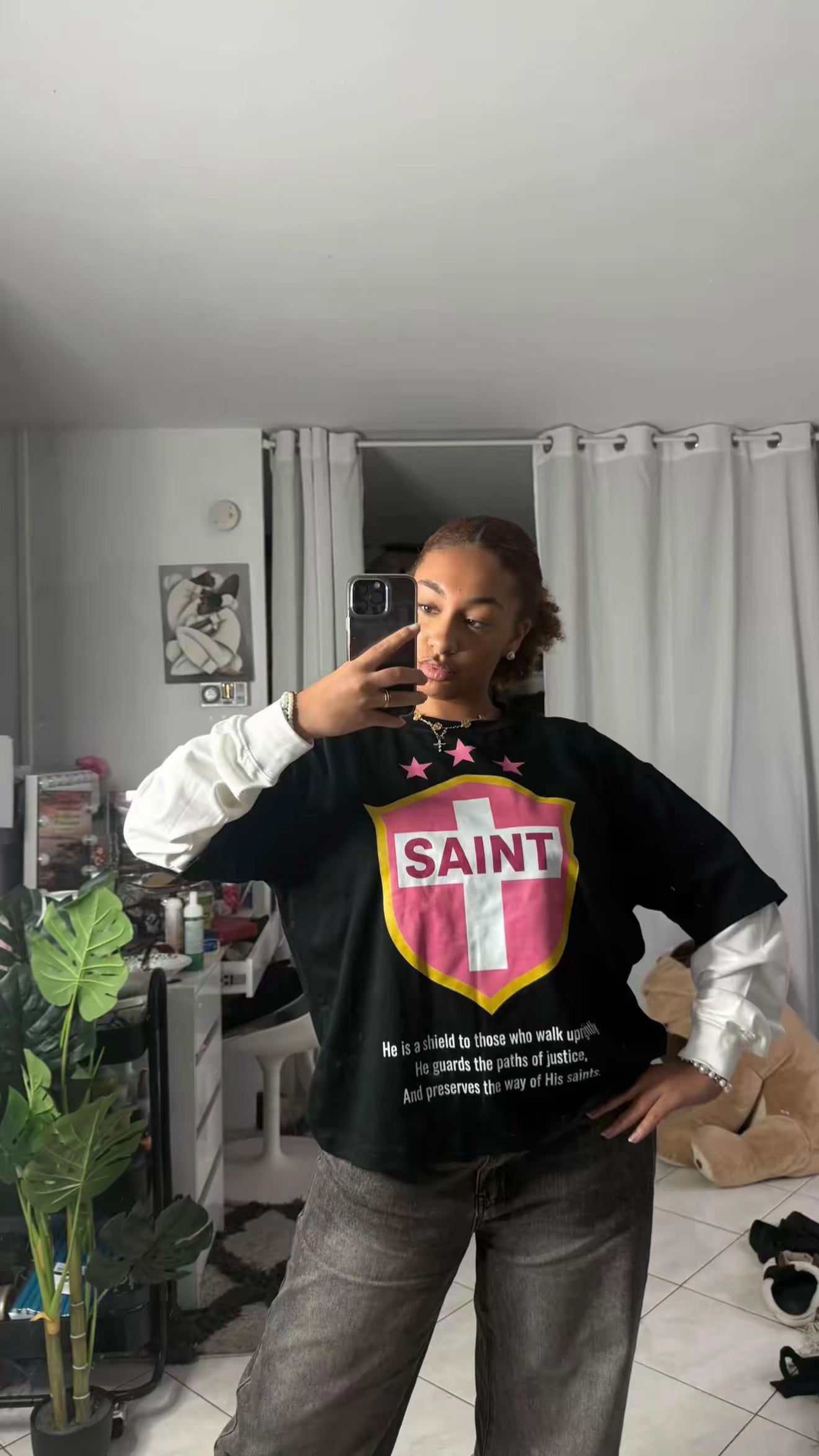 SAINT CREST DOUBLE SLEEVE TEE [PINK] - DSC TOR