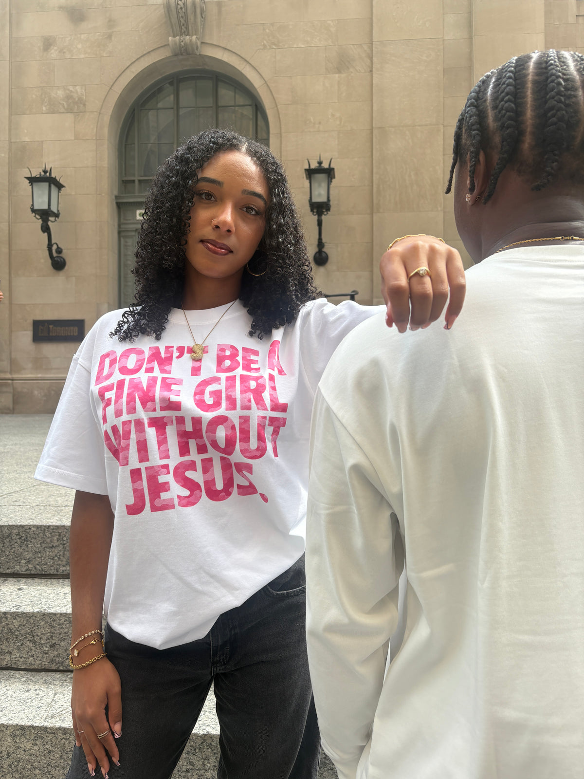 FINE GIRL WITH JESUS TEE [PINK CAMO]