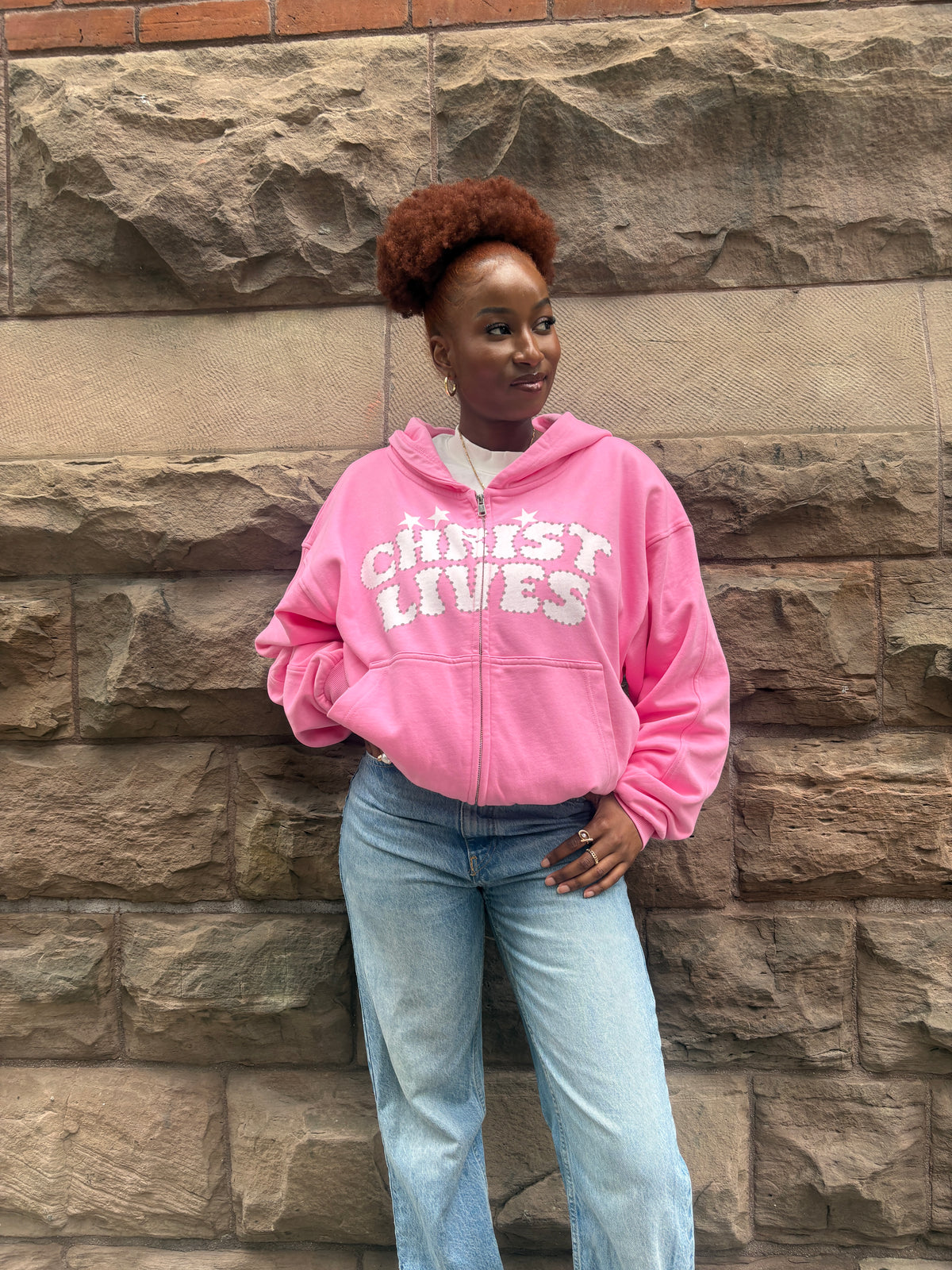 CHRIST LIVES ZIP UP [PINK]