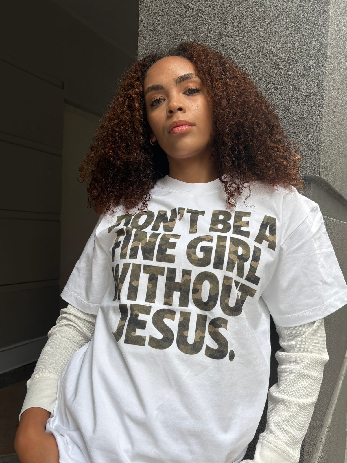 FINE GIRL WITH JESUS TEE [CAMO]
