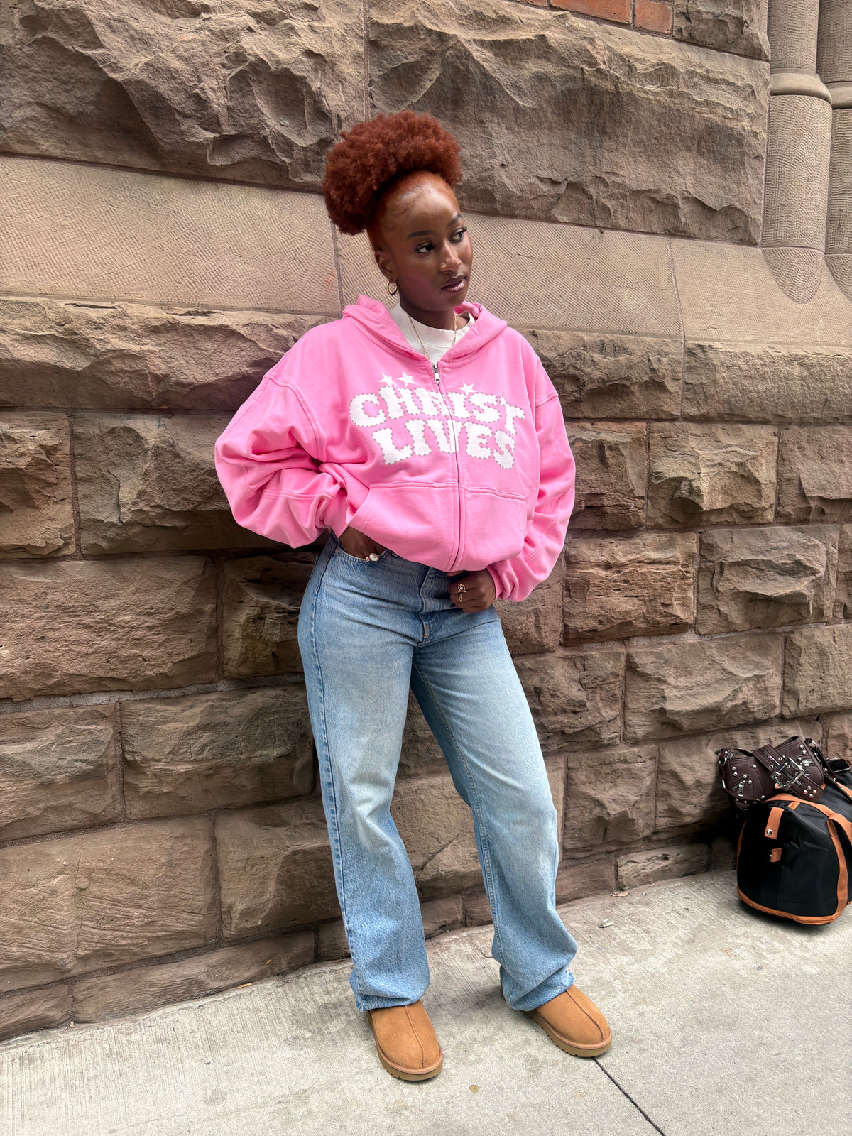 CHRIST LIVES ZIP UP [PINK]