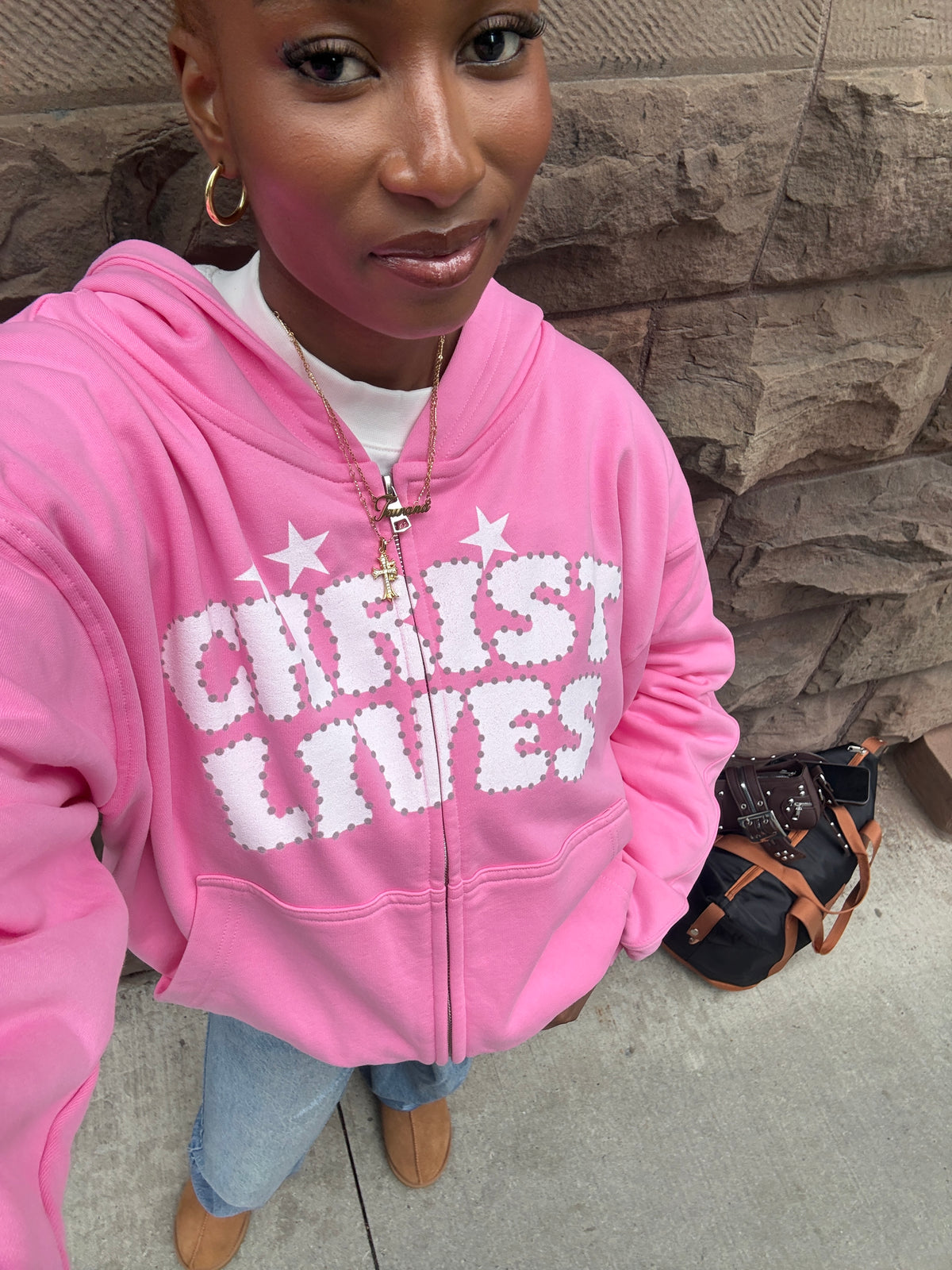 CHRIST LIVES ZIP UP [PINK]