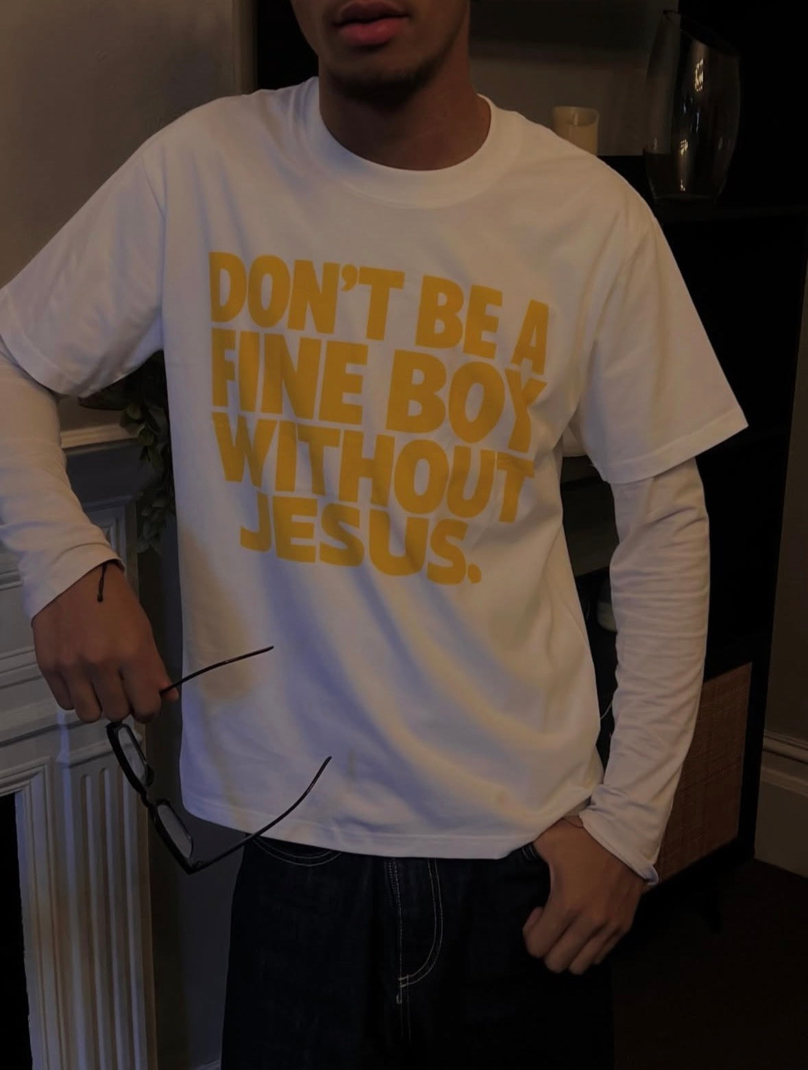 FINE BOY WITH JESUS TEE [WHITE] - DSC TOR