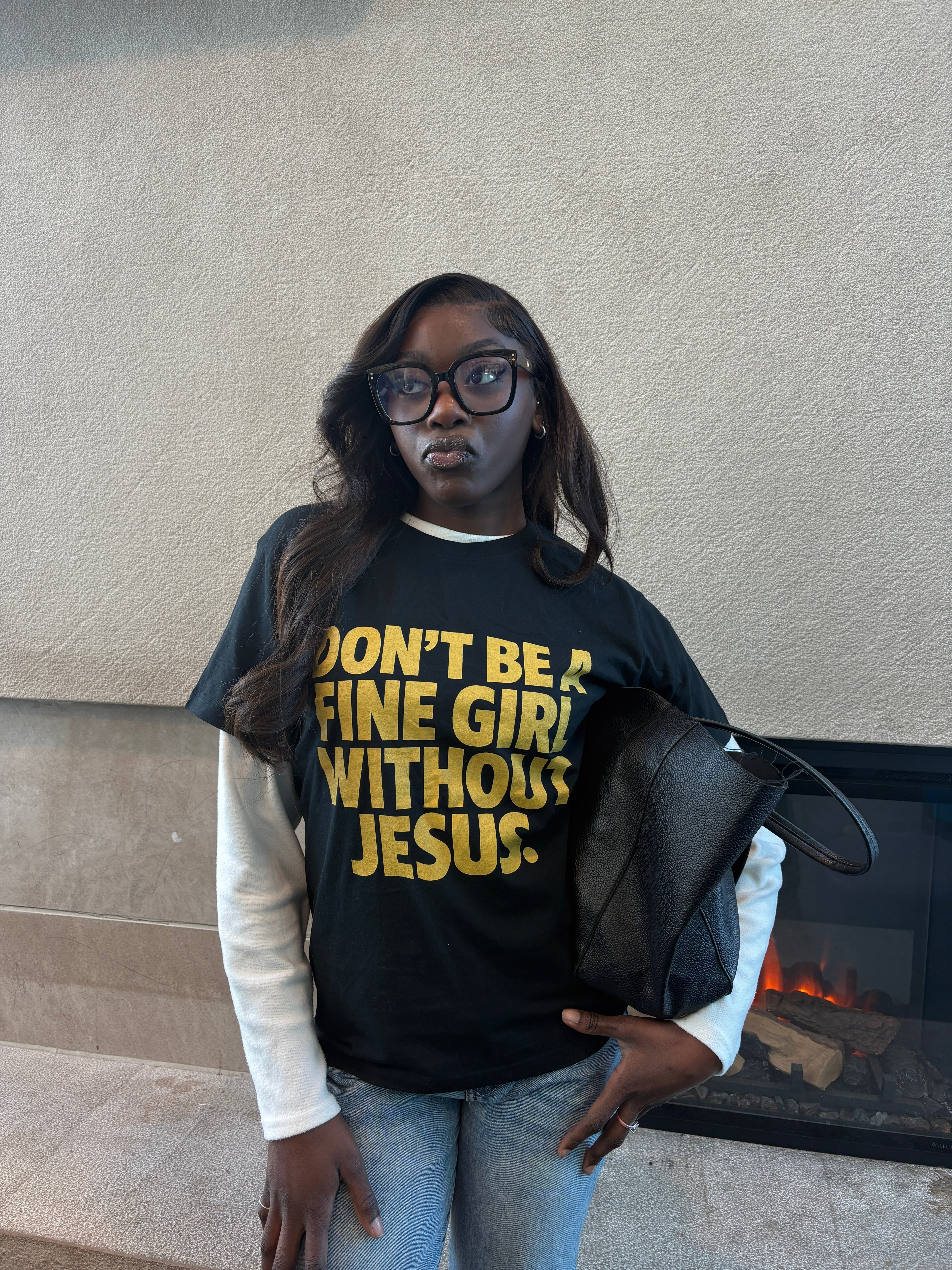 FINE GIRL WITH JESUS TEE [YELLOW] - DSC TOR