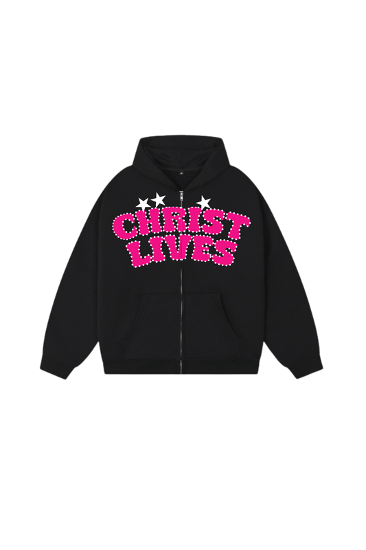 CL ZIP UP HOODIE [BLACK/PINK] - DSC TOR