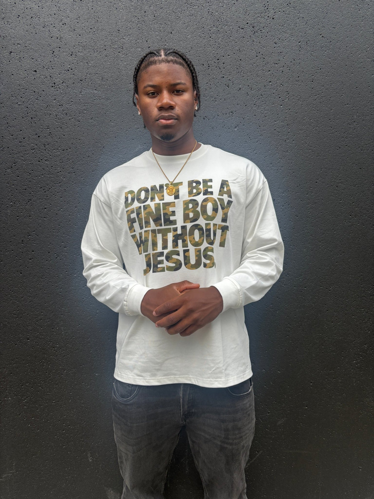 FINE BOY WITH JESUS LS [CAMO] - DSC TOR